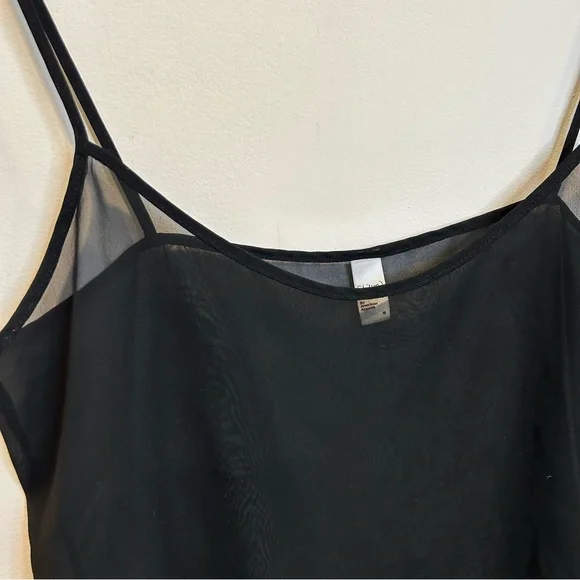 Vintage American Apparel Chiffon Sheer Camisole Black Made in USA - Picture 2 of 5